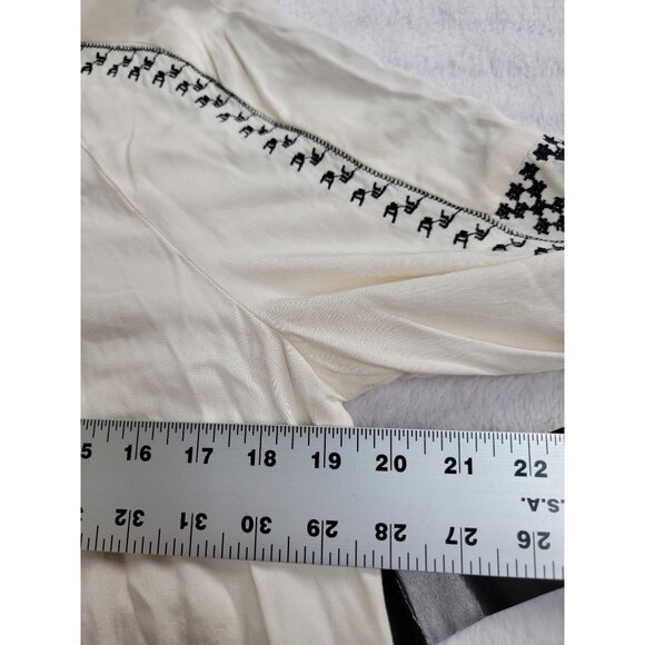 Zara Basic Embroidered Boho Peasant Tunic Dress Medium Cream 3/4 Sleeve New $59 - Picture 7 of 8
